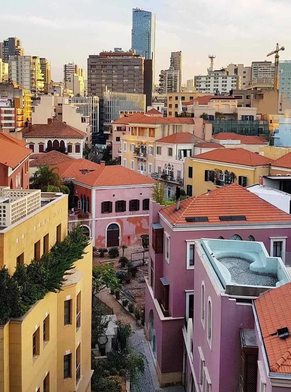 Traditional houses with red-tile roofs in Beirut